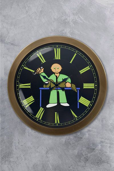 Kasva Concept Gift 36 cm Antique Metal Veterinary Wall Clock