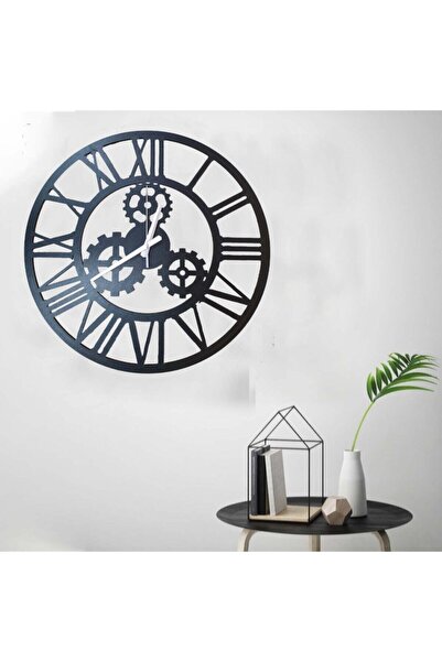 GİZEM SHOP Dekoratif Lazer Kesim Desenli Ahşap Duvar Saati