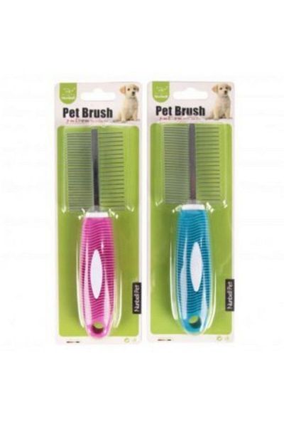 Nunbell Double Sided Cat Dog Comb - 21x5.3 Cm Blue/Pink