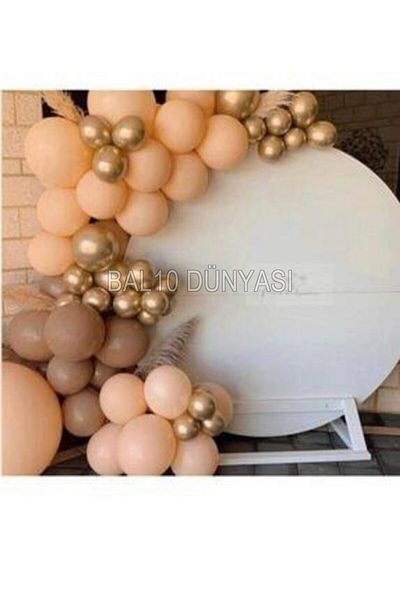 BEST PARTİ DOĞUM GÜNÜ PARTİ SÜSLERİ Chrome Gold Caramel and Tan Balloon Balloon Set 100 Pieces + 5 Mt Balloon Chain