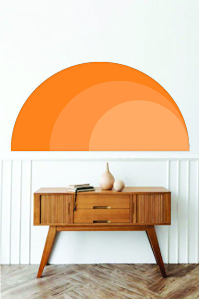 Sepet Yıldızı Bohem Tarz Parçalı Yarım Daire Turuncu Duvar Sticker 140x70 Cm