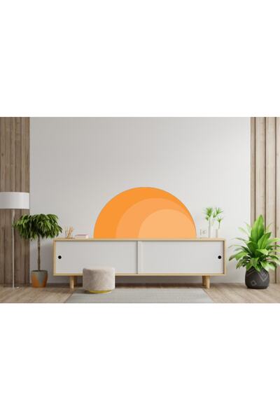 Sepet Yıldızı Bohem Tarz Parçalı Yarım Daire Turuncu Duvar Sticker 140x70 Cm
