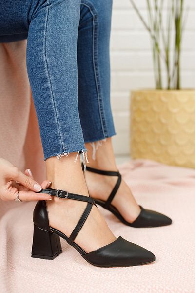Moda Değirmeni Pantofi cu toc Classic Cross de damă Md1042-119-0003