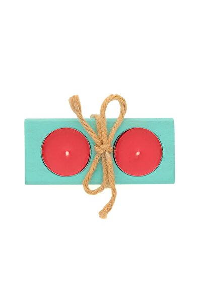 Adahşap Tealight 2'li Ahşap Mumluk Yeşil