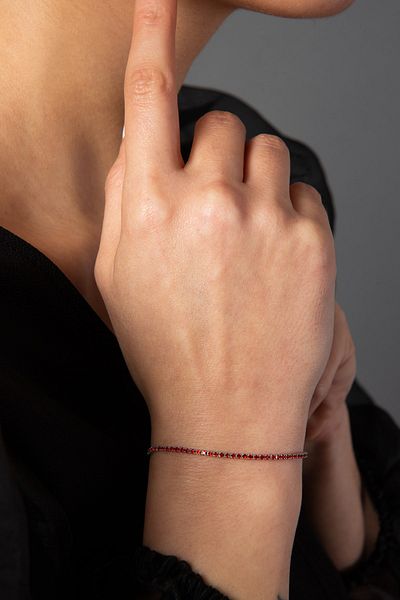 Elika Silver Women's Red Stone Waterway Bracelet