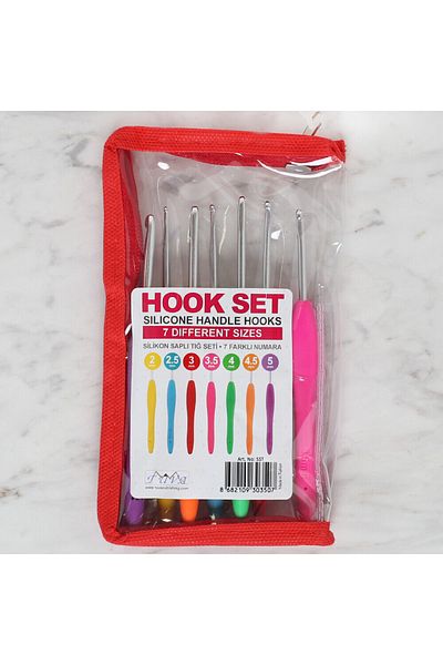Tuva Yayıncılık 7-Piece Silicone Handle Crochet Set