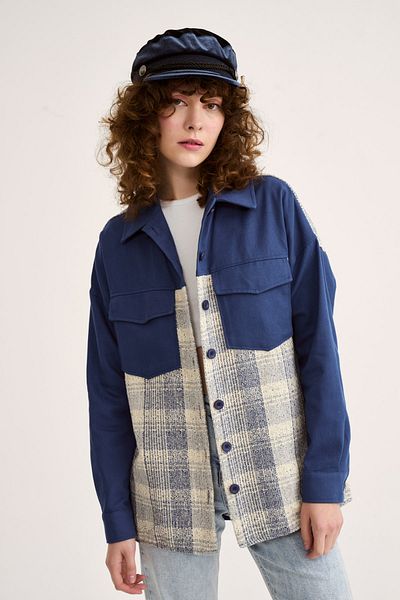 Sateen Παλτό πουκάμισο Contrast Oversize - Indigo