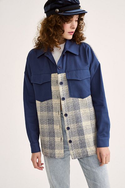 Sateen Παλτό πουκάμισο Contrast Oversize - Indigo