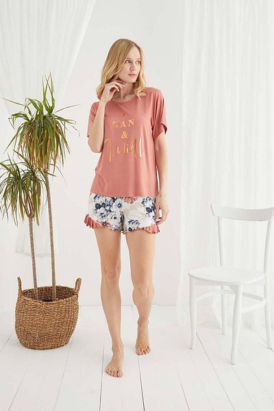 Sevim 13468 Short Sleeve Tile Shorts Set