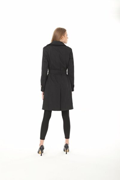 Lalezar Kadın Siyah Trençkot