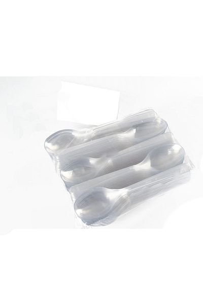Streak Plastic Spoons 100 Pieces Transparent Disposable