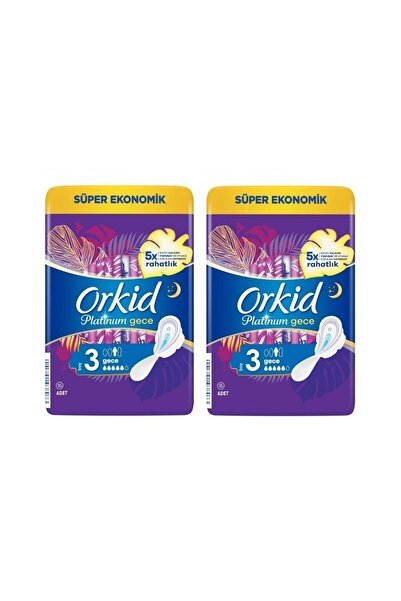 Orkid Platinum Gece Süper Ekonomik Paket Hijyenik Ped 16 Adet 2'li
