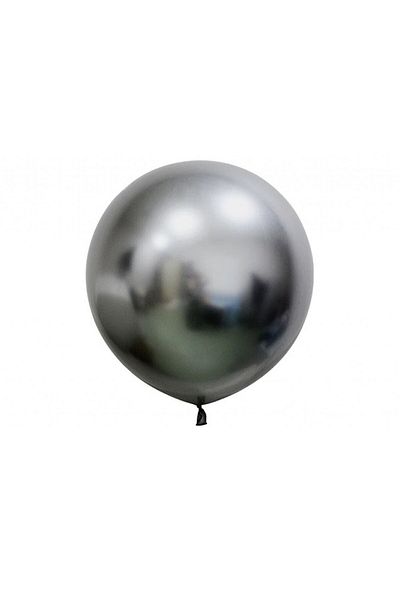 BalonEvi 24" Chrome Silver Jumbo Balloon Package