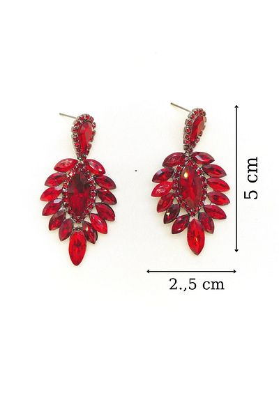 dejavugümüş Women's Red Crystal Stone Drop Dangle Evening Dress Earrings