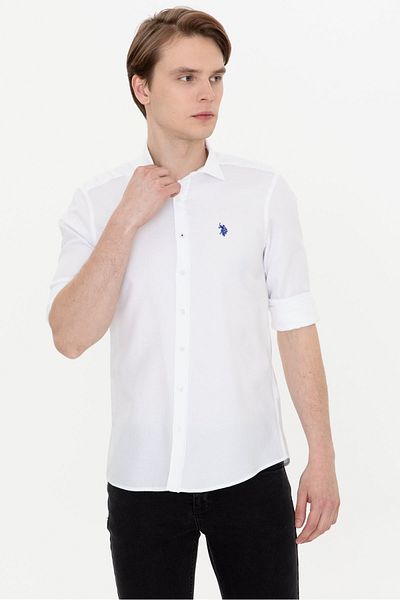 U.S. Polo Assn. Ανδρικό λευκό πουκάμισο