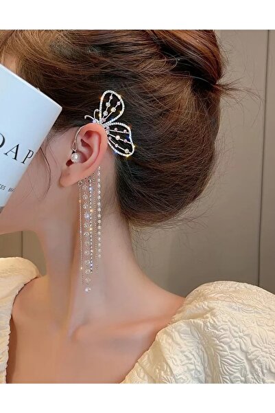 Gogoey أقراط الفراشة فضية اللون لا تحتاج إلى ثقب الغضروف أقراط نسائية الأذن ا...