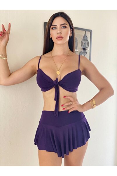 KAYAHAN COLLECTION Şort Etekli Desteksiz Kadın Bikini Takım