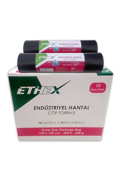 Ethex Industrial Hantal Size Garbage Bag 10 Pack 100x150 600 gr Black 6 Kg