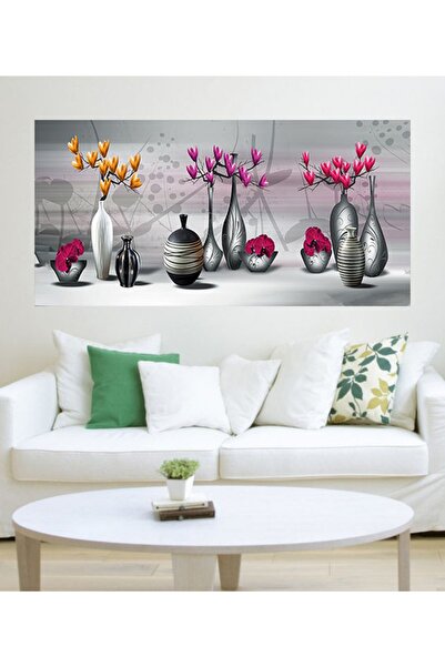 Nur Hediyelik Renkli Vazolar Kanvas Toblo 90x120 Cm.