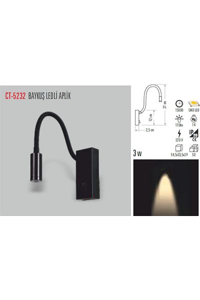 Cata Ct-5232 Owl Led Sconce (black Case)
