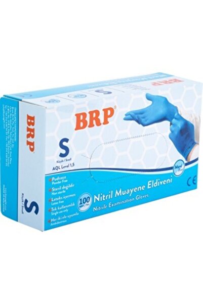 BRP 20 صندوق قفازات نيتريل زرقاء خالية من البودرة مقاس صغير 20x100