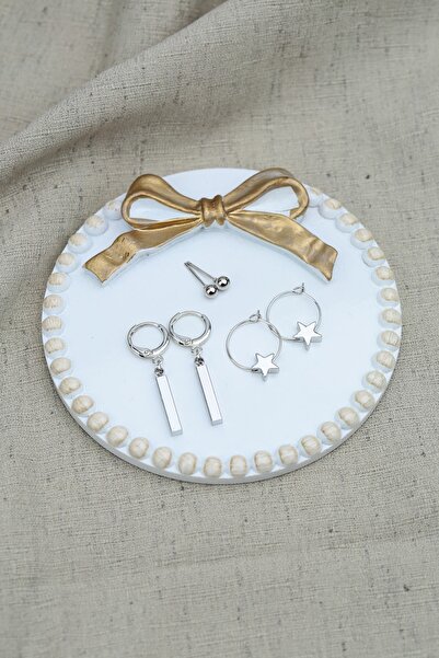 Vilma Aksesuar Star and Bar Model Set of 6 Earrings