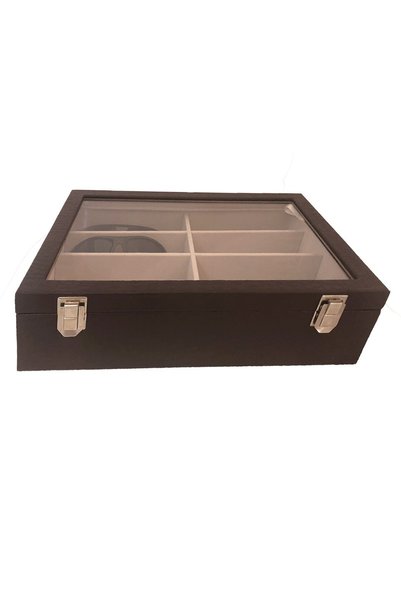 Dijital Çarşı 8-Piece Glasses Box Crocodile Brown