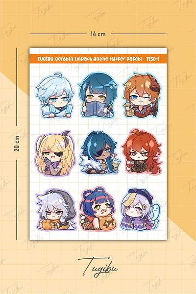 TUGİBU Genshin Impact Anime Sticker Set, 58 Pieces Sticker Labels for Agenda, Notebook, Tablet, Laptop