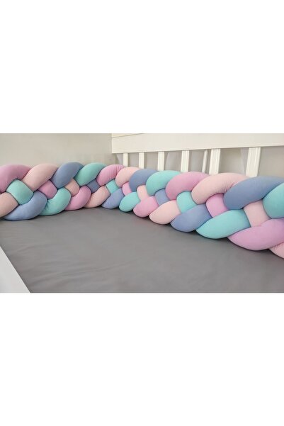 Lucky Kids حماية محبوكة مقاس 420 سم مكونة من 4 قطع / سرير أطفال بارك من جانب الأم مقاس 80 × 130 - واقي مرتبة