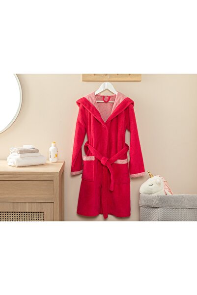 English Home Wellsoft Pamuk Çocuk Bornoz 6-8 Yaş Pembe