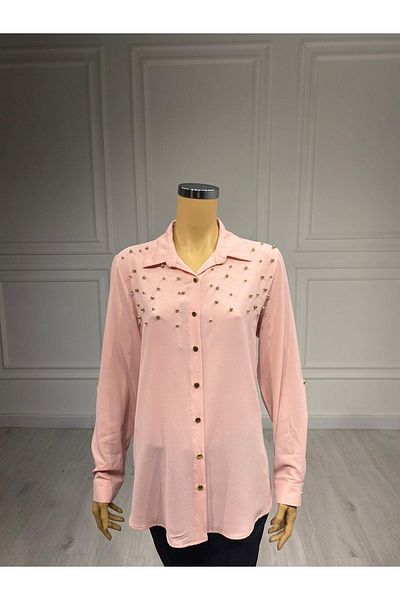 Elele Plus Size Yellow Bead Patterned Powder Blouse