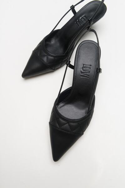 Luvi Poınt Siyah Kadın Topuklu Ayakkabı