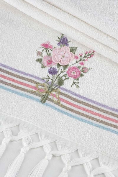 Arliva Home Asuman Embroidered Towel Ecru 50X80