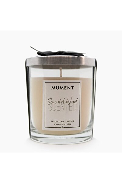 Mument Chic Serisi Gümüş Gri Kapaklı Sandalwood Kokulu Bardak Mum