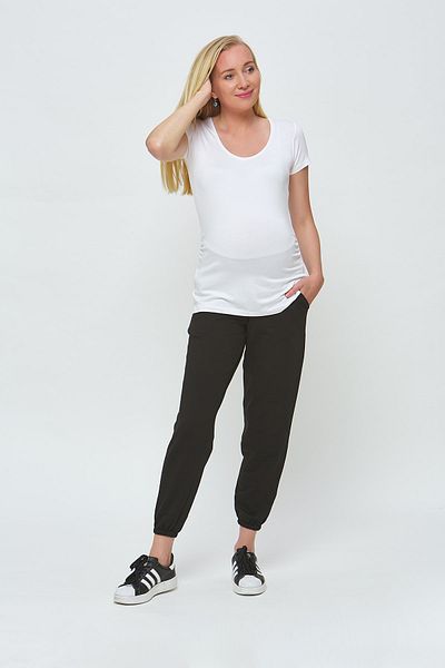 Motherway Women's Black Cotton Maternity Sweatpants