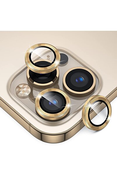 HyperAge Iphone 13 Pro Max & Iphone 13 Pro Compatible Aluminum Alloy 3D Camera Lens Protector - Gold [Set of 3]