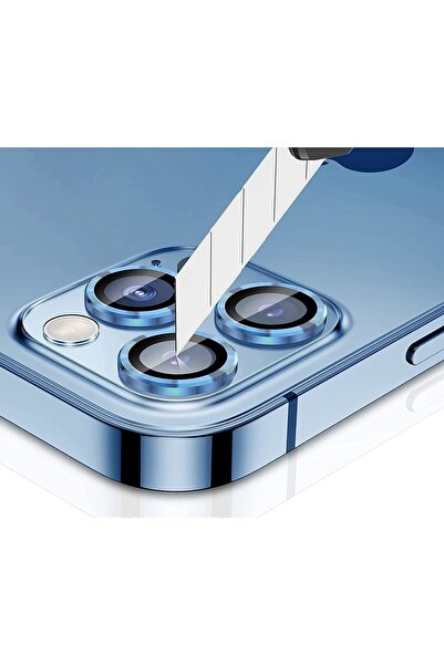 HyperAge Iphone 13 Pro Max & 13 Pro Compatible Aluminum Alloy 3D Camera Lens Protector Sierra Blue [Set of 3]