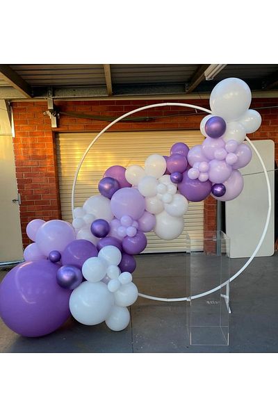 Çemrek Süs Parti Purple Lilac White Balloon Chain Set 101 Pieces Balloon Pump and Chain