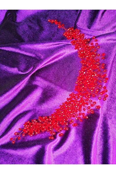 YAĞIZ BİJUTERİ Accesoriu pentru coroană și turban cu mărgele de cristal roșu