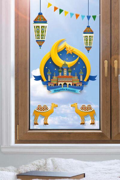 WALLHUMAN Ramazan Temalı Dekoratif Cam Stickerı - Hoşgeldin Ramazan