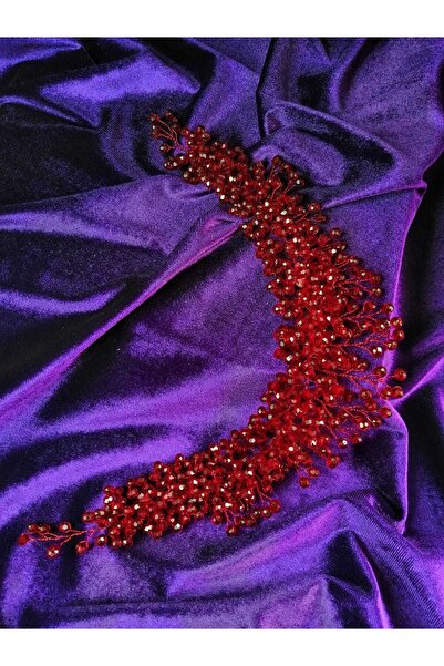 YAĞIZ BİJUTERİ Бордовий кришталевий намисто та аксесуар для тюрбана