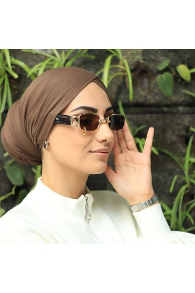 LOOKUP Unisex Brown Lookup Rectangular Punk Metal Piercing Vintage Style Sunglasses