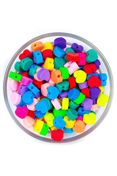 yfhobi 10 Adet - Polimer Fimo Boncuk, Karışık Kenkli Kalp Figürlü Polimer Kil...