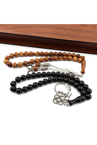 PİGADO مجموعة خرزات صلاة من قطعتين مقطوعة على شكل كرة أرضية في صندوق خشبي