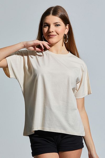 MD trend Women's Stone Crew Neck Basic Oversize T-shirt
