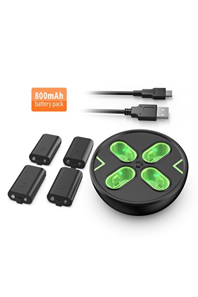 HavuzElektronik Xbox One S/x Dörtlü Batarya Şarj Yuvası + 4 Adet Batarya Uyumlu