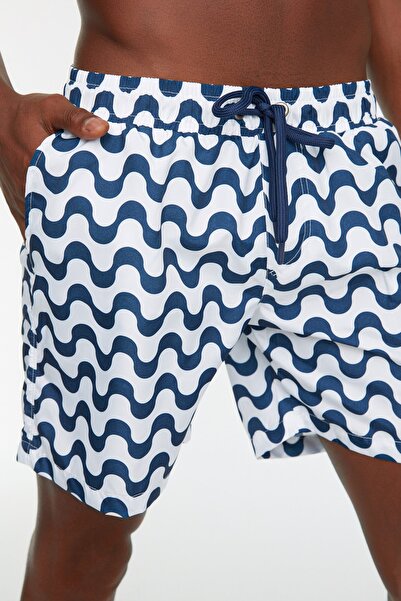 Trendyol Collection Plavky námořní šortky standardní velikosti s pruhy v námořnické modré