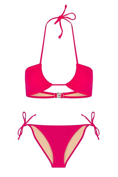 AQUELLA Halter Collar Fuchsia Bikini Set
