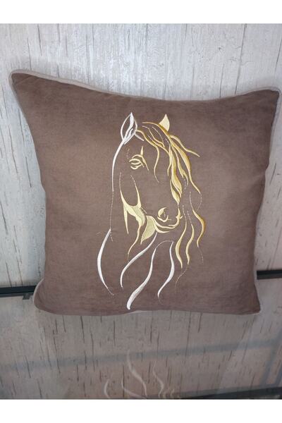 NAKIŞ HOME DESİGN غطاء وسادة مطرز بنمط حصان ومضلع مطرز