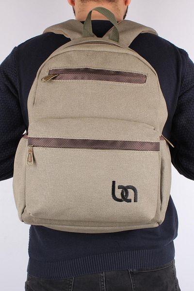 Bagacar Καθημερινό σχολικό σακίδιο πλάτης με 130 Canvas Khaki Laptop